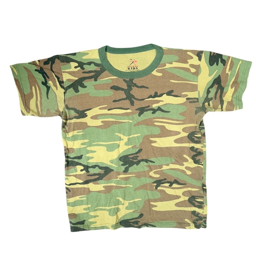 Rothco Kids T-Shirt Camouflage Ringer Green XL Fits Women Small - Picture 2 of 4